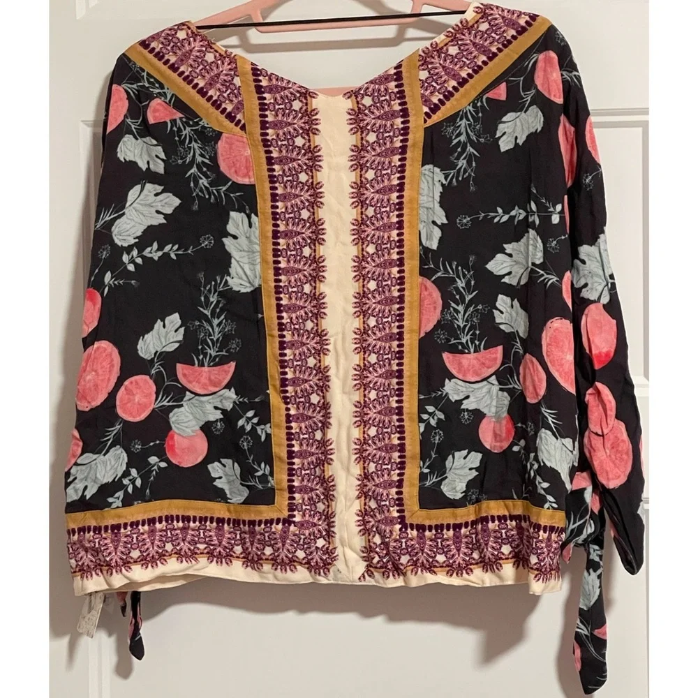 Free People Black and Pink Floral Blouse NWT SZ XS - Picture 3 of 11